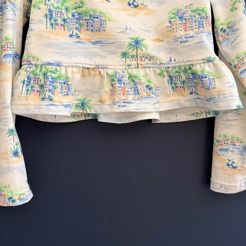 Janie and Jack Girls 2-Piece Rash Guard Swimsuit Set Size 3 Beach Print